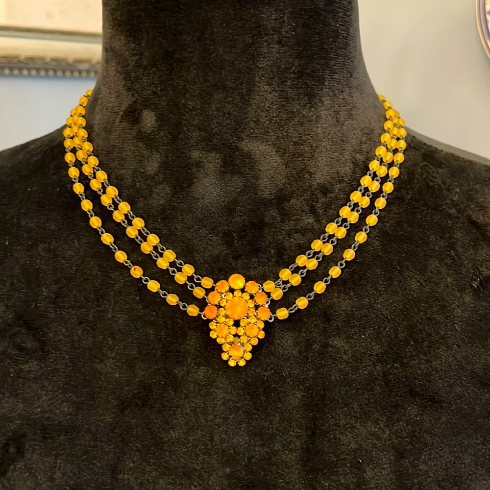 Vintage Czech glass multi strand necklace